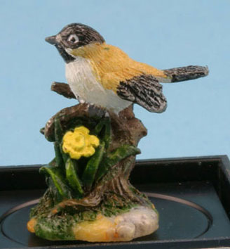 Dollhouse Miniature Black Capped (Hand Painted Bird Figure)